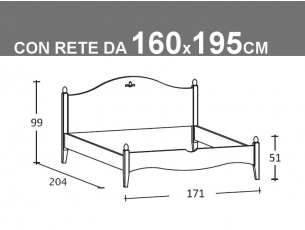 Schema Rondine matrimoniale con rete da 160x195cm