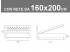 Misure del letto Noctis matrimoniale modello Dizzy capitonnè con rete a doghe e contenitore da 160x200cm