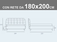 Misure del letto matrimoniale XL con rete a doghe da 180x200cm Noctis Larry