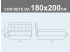 Misure del letto matrimoniale XL con rete a doghe da 180x200cm Noctis Larry
