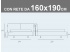 Misure del letto matrimoniale imbottito Noctis Allan con rete a doghe da 160x190cm