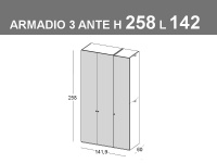 Armadio con 3 ante battenti H.258cm L.141,9cm