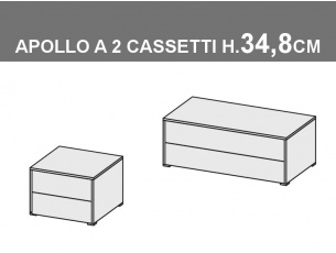 comodini Apollo a 2 cassetti, altezza totale 34,8cm