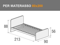 Letto Giotto con rete a doghe e seconda rete per ospite. Per materasso da 80x200cm