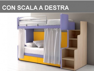 Letto a castello Fox con scala a destra