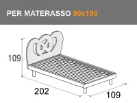 Letto singolo Queen per materasso da 90x190cm