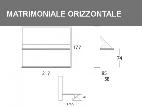 Misure del Letto Dotto matrimoniale a ribalta orizzontale