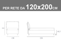 Letto piazza e mezza con box contenitore in vero tessuto Jeans e rete a doghe da 120x200cm