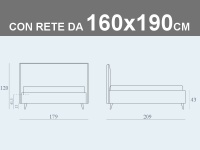 Misure del letto matrimoniale contenitore Noctis Bob Stripes con rete a doghe da 160x190cm