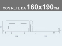 Misure del letto matrimoniale imbottito Noctis Phill contenitore con rete a doghe da 160x190cm