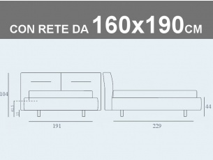 Misure del letto matrimoniale imbottito Noctis Phill contenitore con rete a doghe da 160x190cm