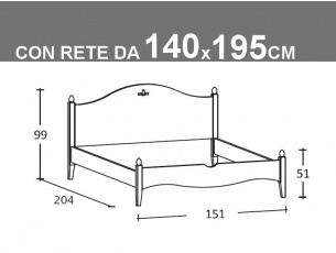 Schema Rondine matrimoniale alla francese con rete da 140x195cm