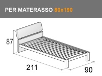 Letto singolo Felix con giroletto Bit per materasso da 80x190cm