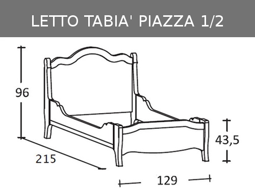 Schema misure letto Tabià Piazza e mezza giroletto