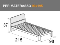 Letto singolo Pinco con rete a doghe e giroletto Bit in legno per materasso da 90x195cm