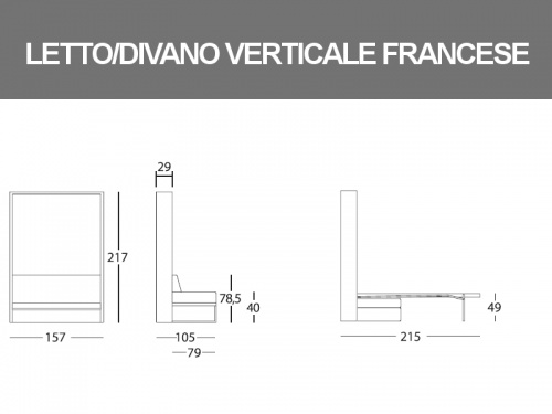 Misure del Letto Houdini piazza e mezza a scomparsa verticale