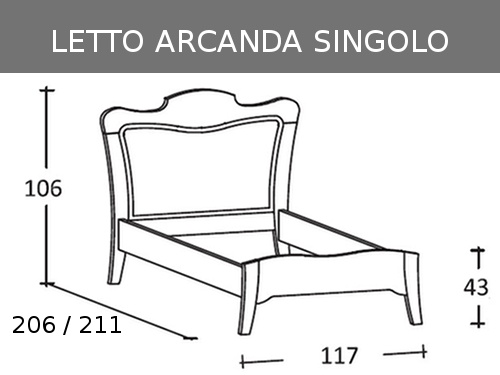 Schema misure del letto Arcanda singolo