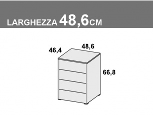 Comò Apollo a 4 cassetti da 48,6cm