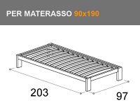 letto Sommier con giroletto Bit, per materasso da 90x190cm