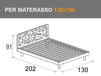 Letto da una piazza e mezzo Sound con giroletto Vip e piedini per materasso da 120x190cm