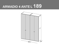 Armadio a 4 ante battenti. lunghezza totale 189,2cm