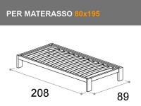 letto Sommier con giroletto Bit, per materasso da 80x195cm