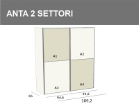 Armadio scorrevole da 189,2 cm con anta divisa in 2 settori