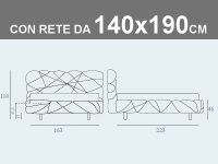 Misure del letto matrimoniale alla francese Noctis Marvin con rete a doghe da 140x190cm