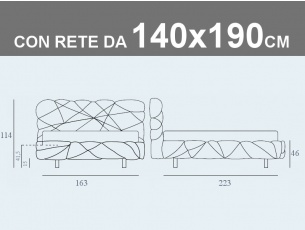 Misure del letto matrimoniale alla francese Noctis Marvin con rete a doghe da 140x190cm