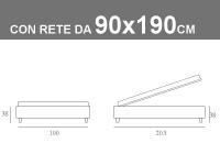 Misure del sommier di Noctis con rete a doghe da 90x190cm