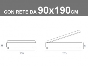 Misure del sommier di Noctis con rete a doghe da 90x190cm