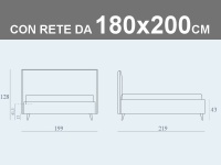 Misure del letto matrimoniale King Size Noctis Bob Stripes con rete a doghe da 180x200cm e contenitore folding Box