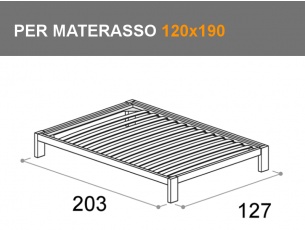 Letto Sommier da una piazza e mezza con rete a doghe per materasso da 120x190cm