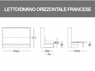 Misure del Letto Houdini piazza e mezza orizzontale