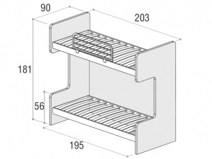 Misure del letto a castello Smart con 2 letti