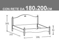 Schema Rondine matrimoniale con rete da 180x200cm