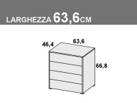 Comò Apollo a 4 cassetti da 63,6cm