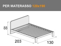 Letto da una piazza e mezza Giotto con giroletto Bit per materasso da 120x190cm