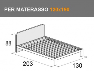 Letto da una piazza e mezza Giotto con giroletto Bit per materasso da 120x190cm