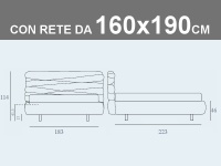 Misure del letto matrimoniale contenitore Noctis Andy con rete a doghe da 160x190cm