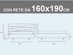 Misure del letto matrimoniale contenitore Noctis Andy con rete a doghe da 160x190cm