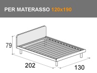 Misure letto Tobia piazza e mezza per materasso da 120x190cm