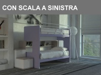 Letto a castello scorrevole Doimo Cityline modello ROY con scala a 2 cassettoni a sinistra