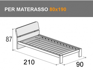 Letto singolo Pinco Bit con rete a doghe per materasso da 80x190cm