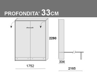 Letto matrimoniale a ribalta, prof. 33cm