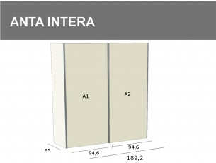 Armadio scorrevole da 189,2 cm con anta intera monocolore