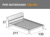 Letto Felix piazza e mezza con giroletto Bit per materasso da 120x190cm