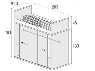Misure letto a castello Line con armadio sotto
