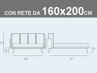 Misure del letto Noctis Birdland con rete a doghe da 160x200cm