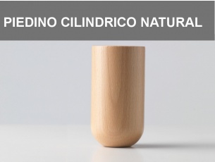 Piedino in legno cilindrico con base arrotondata h.11cm, colore Naturale